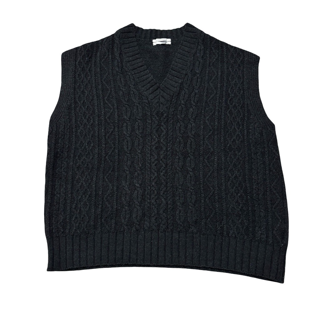 Anthropologie‎ Women's Oversized Cable Knit Sleeveless Sweater Vest Black Size S